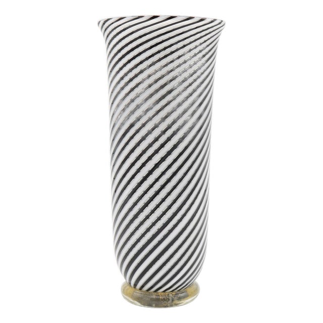 1950s Mezza Filigrana' Murano Glass Vase by Dino Martens For Sale