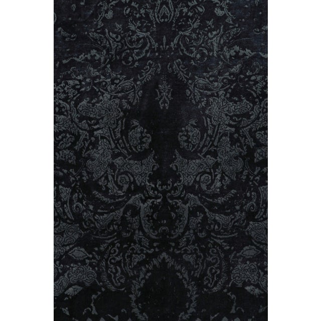 Contemporary Rug & Kilim’s Modern Classics Rug in Black and Gray With Muted Floral Patterns For Sale - Image 3 of 7