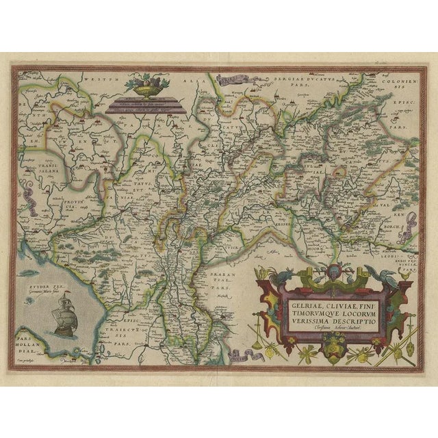 Antique Map of the Province of Gelderland in the Netherlands, 1575 For Sale - Image 6 of 6