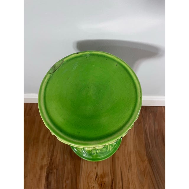 Bright Green Majolica Green Plant Stand For Sale - Image 8 of 10