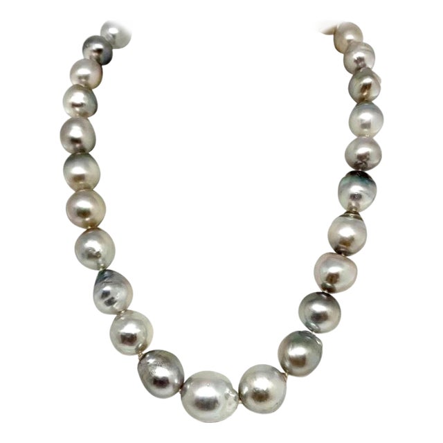Hanadama Tahitian Pearl Necklace Women 14k Gold Certified For Sale
