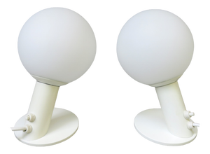 Small Space Age Table Lights in White, 1970s, Set of 2