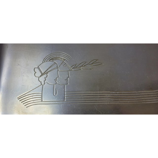 1940s Art Deco Bust Aluminum Tray Barware Server Coffee Table Art Display For Sale - Image 4 of 6