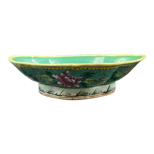 Vintage Chinese Large Pedestal Bowl - Green Bottom