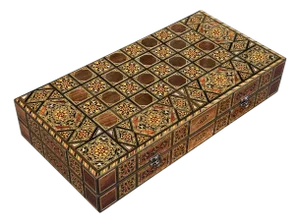 1990s Marquetry Wood Inlaid Backgammon & Chess Folding Board