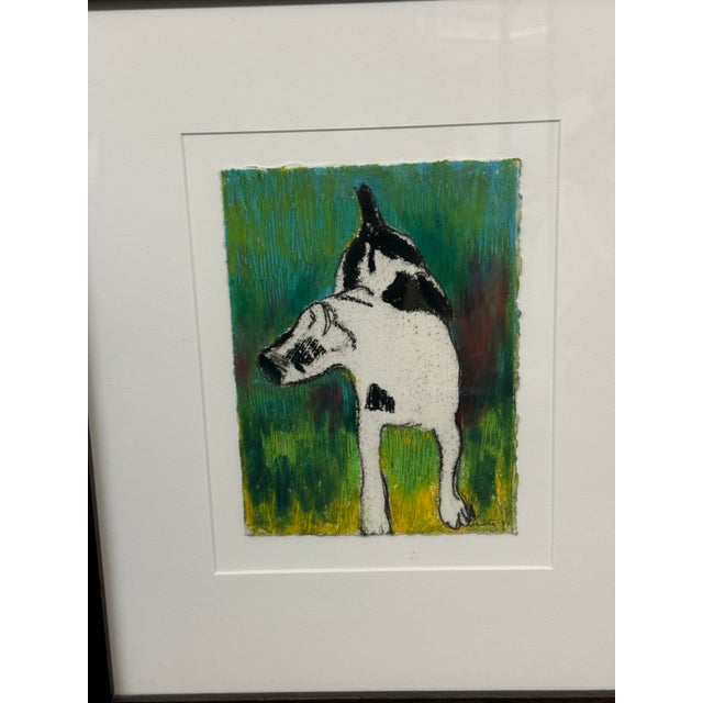 Mixed Media Black & White Dog Artwork, Framed For Sale - Image 10 of 12