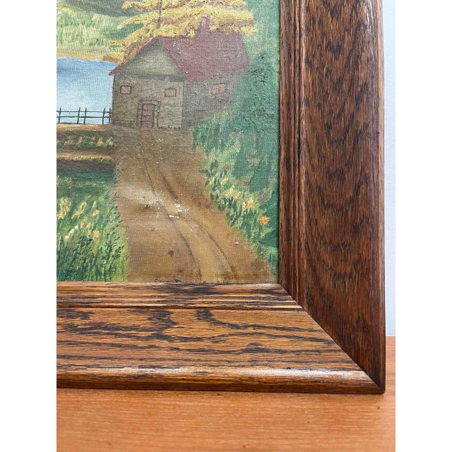 Textile Vintage Original Framed and Signed Lakeside Landscape Artwork. For Sale - Image 7 of 10