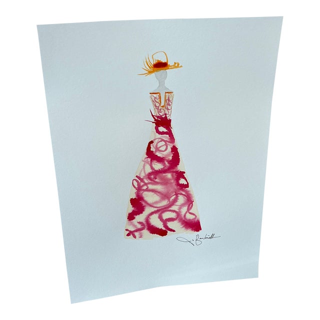 Ink Wash Fashion Dress by Jo Baskerville For Sale