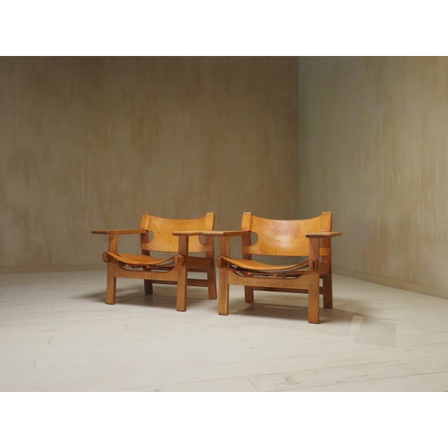 1960s Vintage Spanish Chairs by Børge Mogensen for Fredericia Stolefabrik, Denmark, 1960s, Set of 2 For Sale - Image 5 of 14