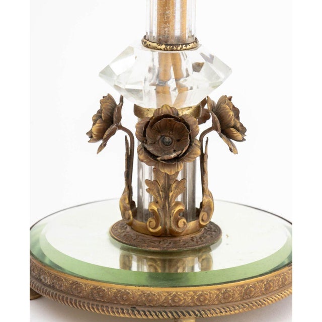 Mid 20th Century Mid 20th Century Art Deco Cut Crystal and Brass Lamps, Pair For Sale - Image 5 of 5