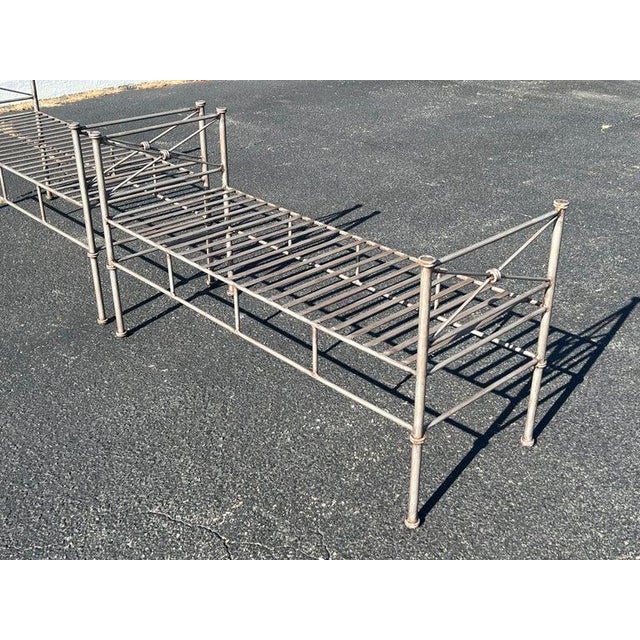 Pair of Silver Colored Iron Benches or Settees For Sale - Image 11 of 17