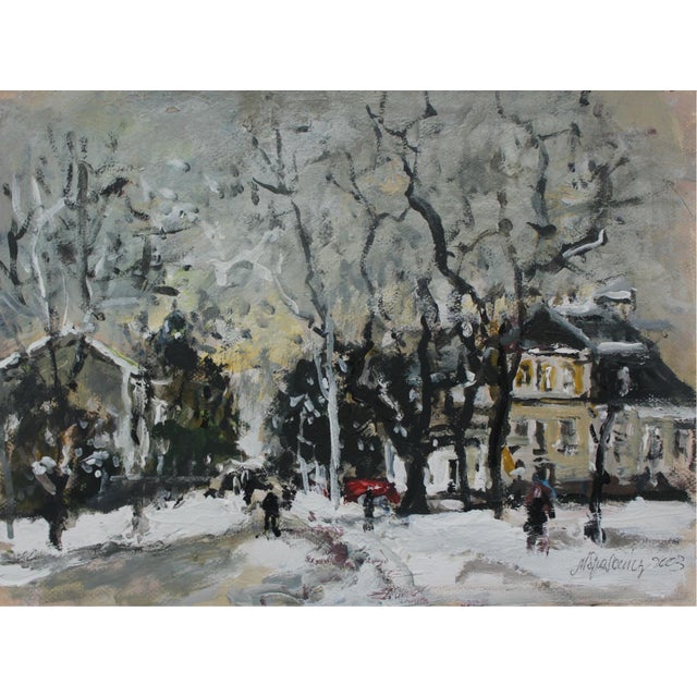 Magdalena Spasowicz, A Cityscape, Oil on Cardboard, 2003 For Sale - Image 6 of 6