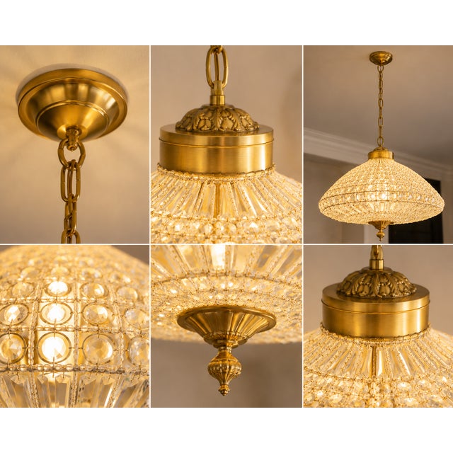1960 French Gold Bronze Crystal Chandeliers - 2 PCS - Pair For Sale - Image 6 of 17