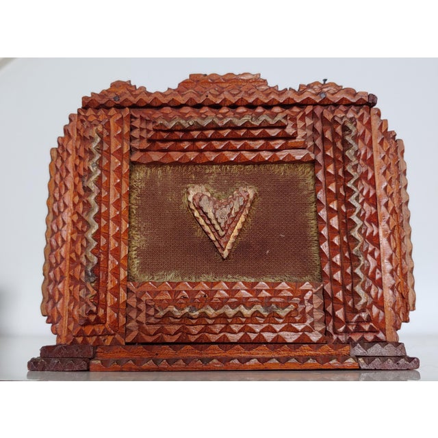Late 19th Century Antique Tramp Art Lovers Jewelry Box For Sale - Image 5 of 12