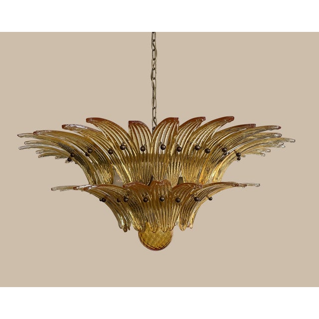 Murano Murano Amber Palm Glass Chandelier – Hand Made in Italy For Sale - Image 4 of 7