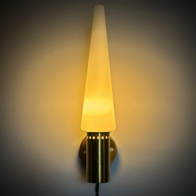 Wall Lamp in Brass and Opal Glass by Hans-Agne Jakobsson, 1960s For Sale - Image 4 of 11