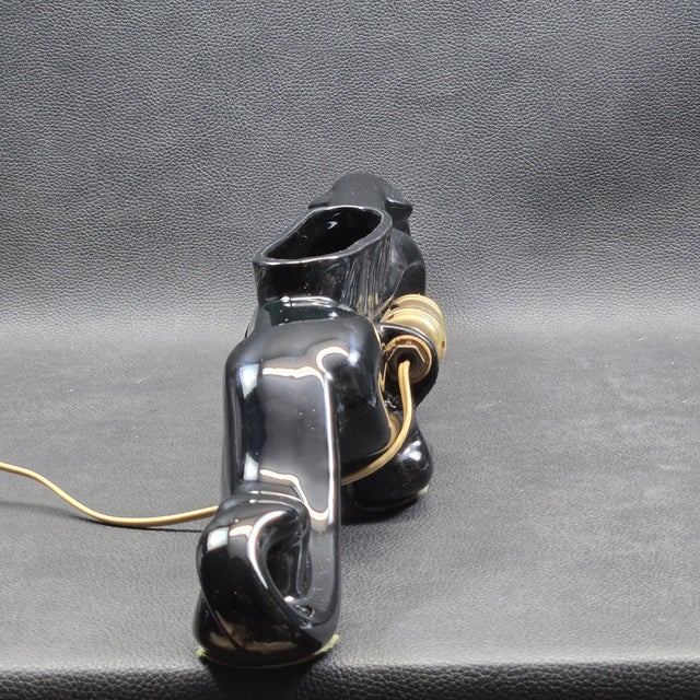 Ceramic 1950s Mid-Century Modern Royal China Black Ceramic Prowling Panther Planter Tv Lamp For Sale - Image 7 of 14