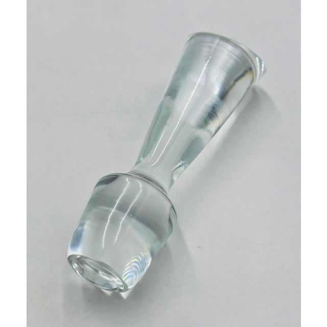 Modernist Clear Crystal Decanter W/ Sculptural Stopper, Minimalist Barware For Sale - Image 11 of 12