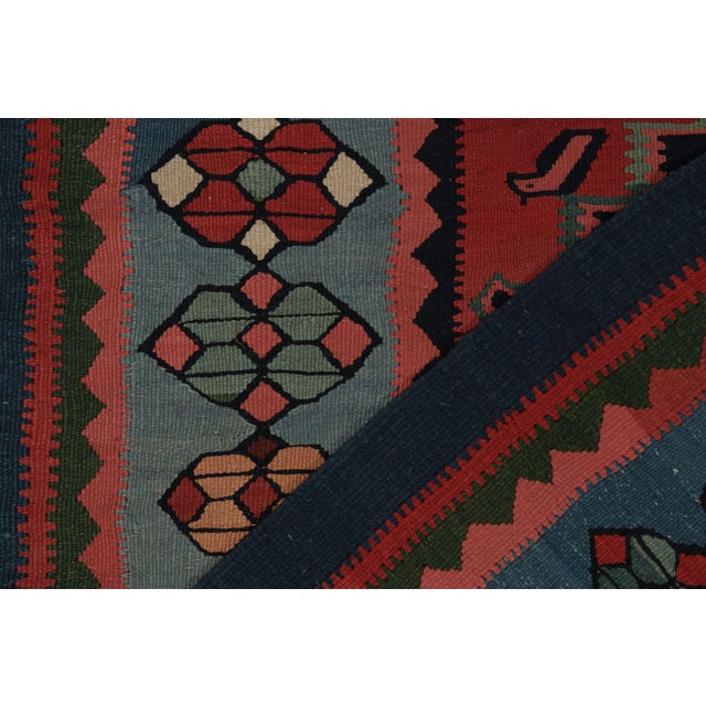 Red Antique Bidjar Kilim Rug in Red, Blue Tribal Geometric Pattern For Sale - Image 8 of 8