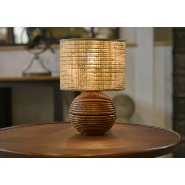 Turned Walnut Burl Lamp, 1940s For Sale - Image 4 of 8