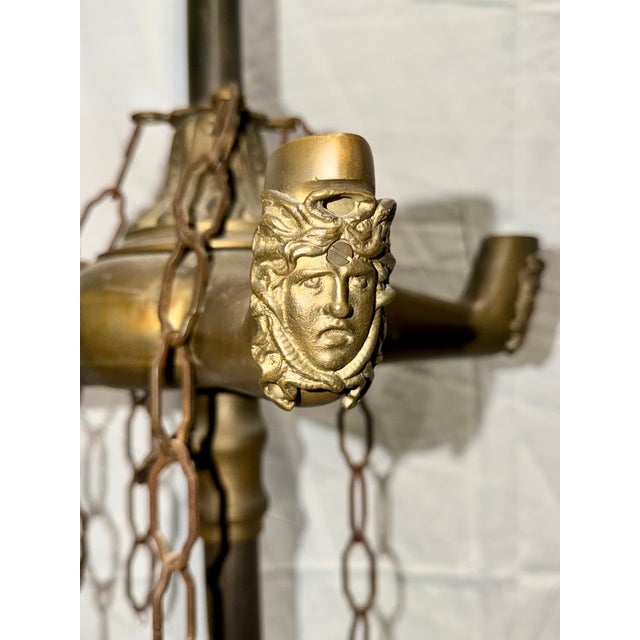 Metal Antique Bronze Oil Lamp, 1890s For Sale - Image 7 of 11