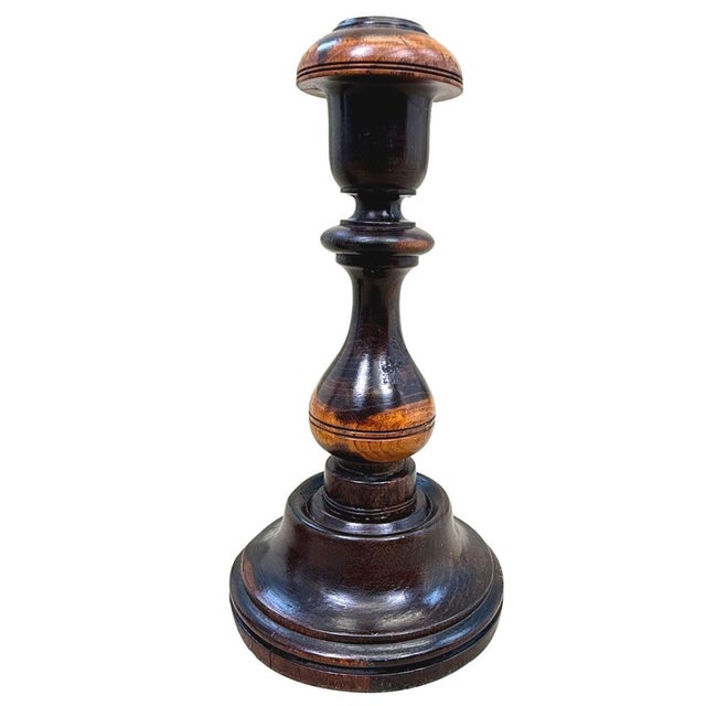 Wood Lignum Vitae Treen Candlesticks, 1830s, Set of 2 For Sale - Image 7 of 10