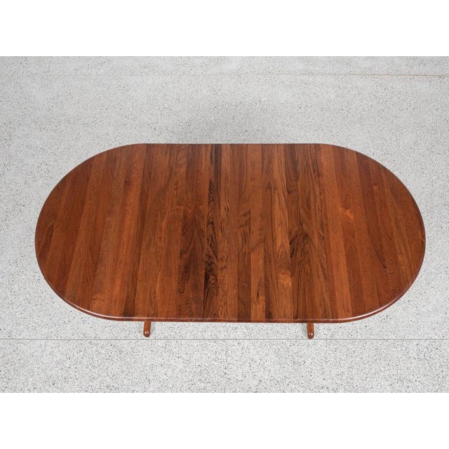 Midcentury Danish Round Teak Dining Table with 2 Extensions 1960s - Central Leg attributed to Erling Torvits For Sale - Image 10 of 12