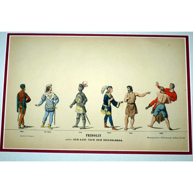Rare Set of 4 Matted 1857 Uncut Viennese Theater Costume Sheets by M. Trentsensky For Sale - Image 4 of 10