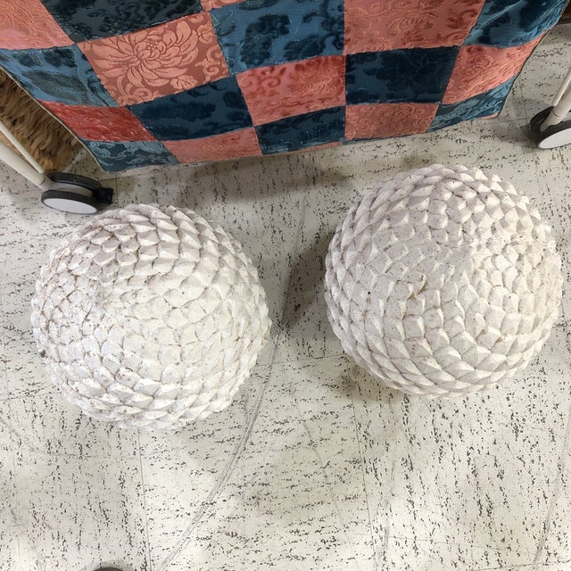 American Vintage Stone Painted Artichoke Garden Ornaments - Set of 2 For Sale - Image 3 of 5