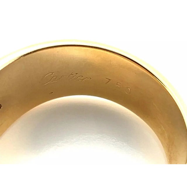 Metal 27845 - Cartier 18k Tri-Color Gold Triple Stack Wave Band Ring - Size 6 For Sale - Image 7 of 7