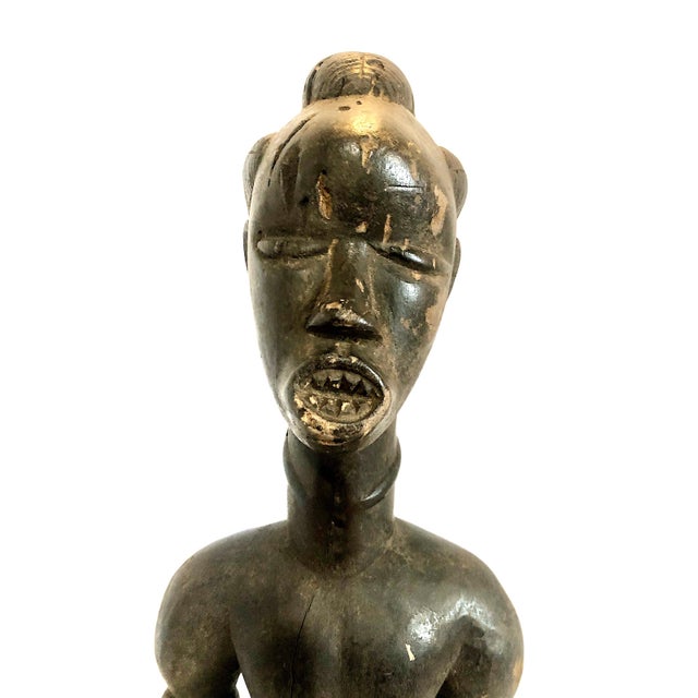 Early 20th Century Central African Carved Wood Ritual Male Figure For Sale - Image 5 of 16