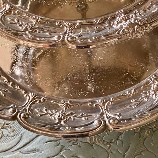 1970s Three Tier Silver Plate Tray Stand For Sale - Image 5 of 9