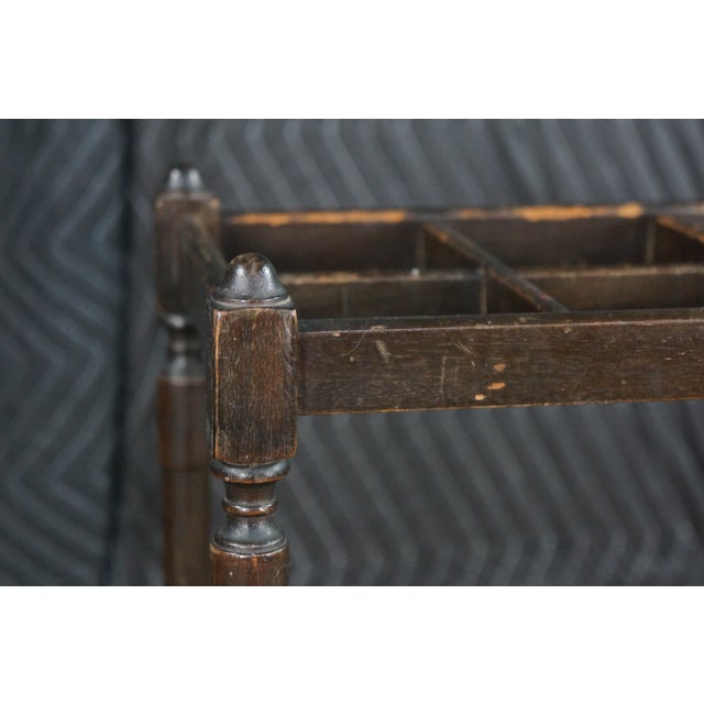 Early 20th Century Antique Victorian Revival Mahogany 6 Slot Umbrellas Cane Walking Stick Stand For Sale - Image 5 of 17
