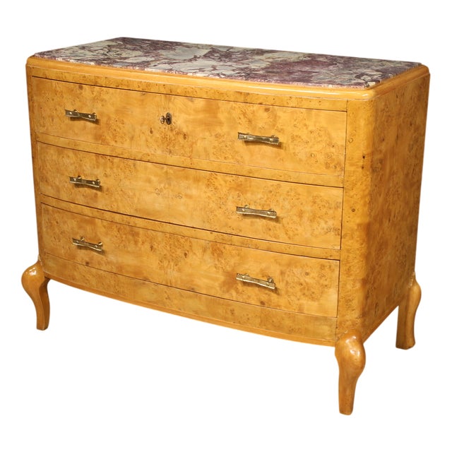 Vintage Birch Wood Dresser with Marble Top, 1950 For Sale