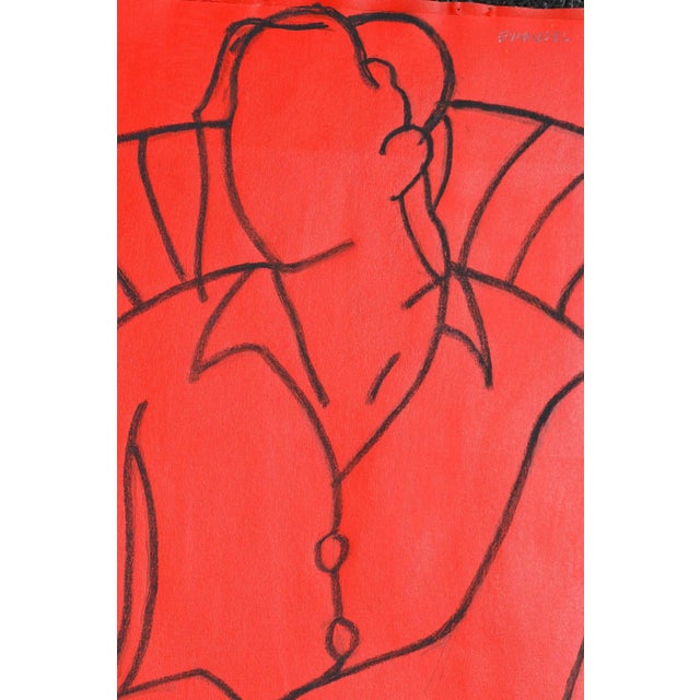 Contemporary 'Red Mono Figure' Contemporary Mixed Media Figurative Painting by John Emanuel 2014 For Sale - Image 3 of 3