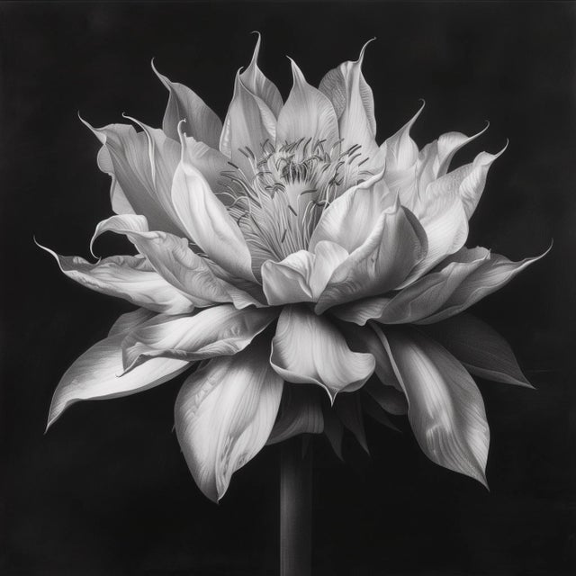 Contemporary 20" X 20" - 'Queen of the Night Flower' - Black and White Photography Print For Sale - Image 3 of 5