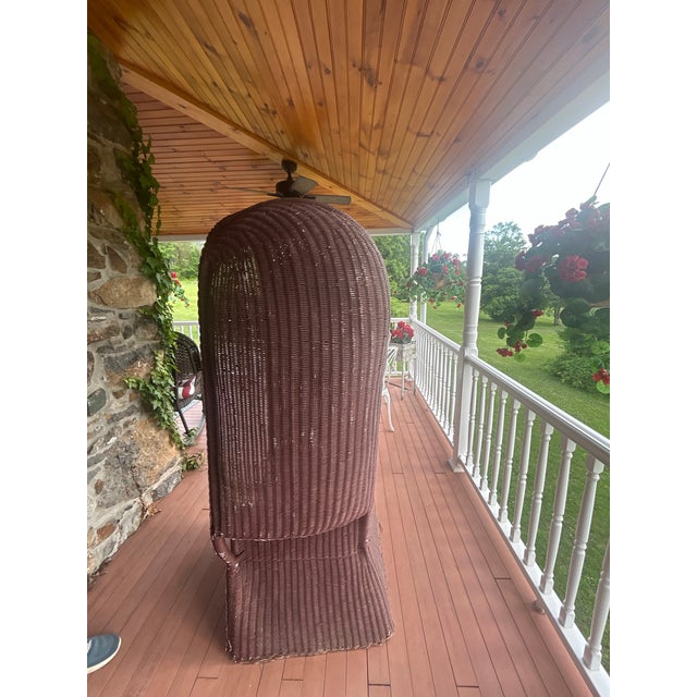 Vintage Boho Wicker Porter's Chair / Hooded Canopy Dome Chair For Sale In Philadelphia - Image 6 of 9