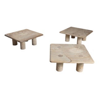 Gilded Stone Table with Interlocking Legs, 1970s For Sale