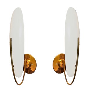 A Pair of French 1960s Painted Chrome Sconces With One Single Light Each. For Sale