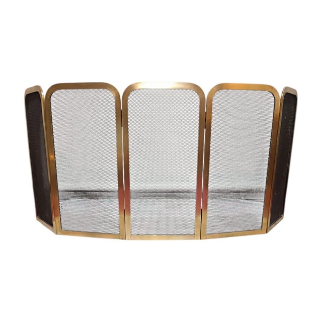 Folding Brass Fireplace Screen, 1950s-1960s For Sale - Image 6 of 7
