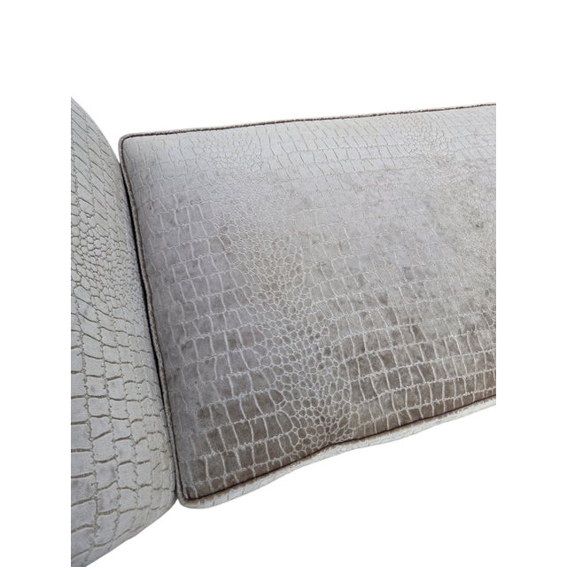 Vintage Oversized Window Bench Settee Alligator Print Paw Feet Attributed to Ralph Lauren For Sale - Image 9 of 18