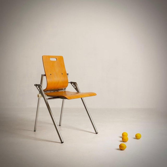 MATEGOT Xavier (1956-) Set of 6 chairs – XM Series Christian Farjon edition, France, circa 1985 Chrome and brushed metal,...