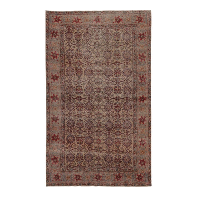 Vintage Distressed Rug With Muted Floral Medallions - Rug & Kilim For Sale