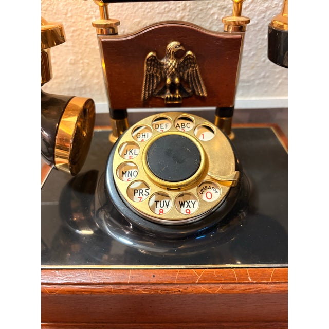 Victorian Vintage 1974 Deco-Tel Wood Rotary Phone Brass Eagle Western Electric - Works Great For Sale - Image 3 of 11