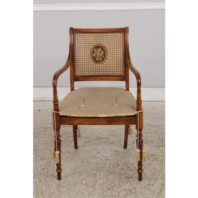 English Pair English Adams Style Painted Back Cane Armchairs For Sale - Image 3 of 16
