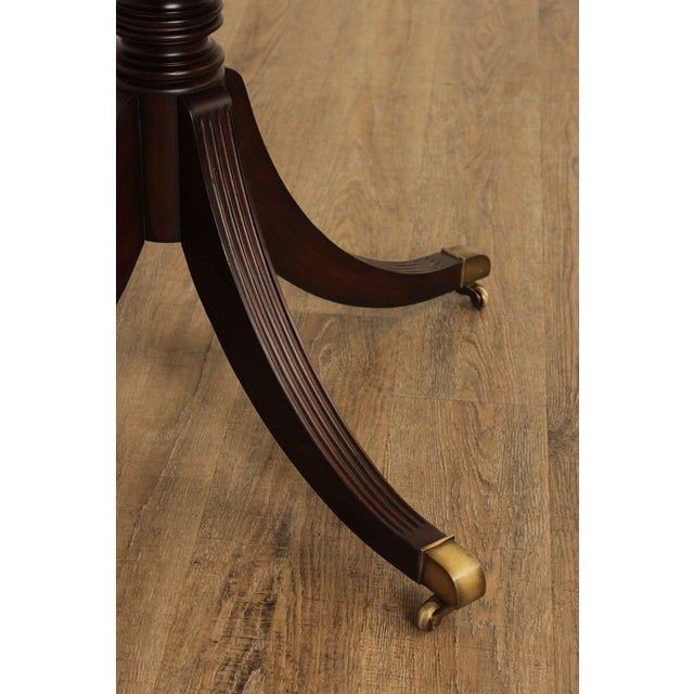 Early 21st Century Ethan Allen Regency Style Round Leather Top Mahogany Rent Table For Sale - Image 5 of 18