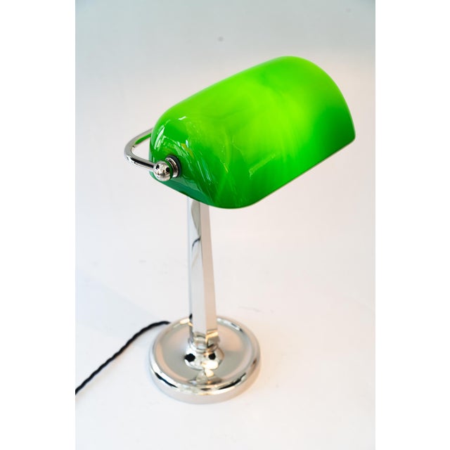 Art Deco Nickel-Plated Banker Table Lamp, Vienna, Austria, 1920s For Sale - Image 15 of 18