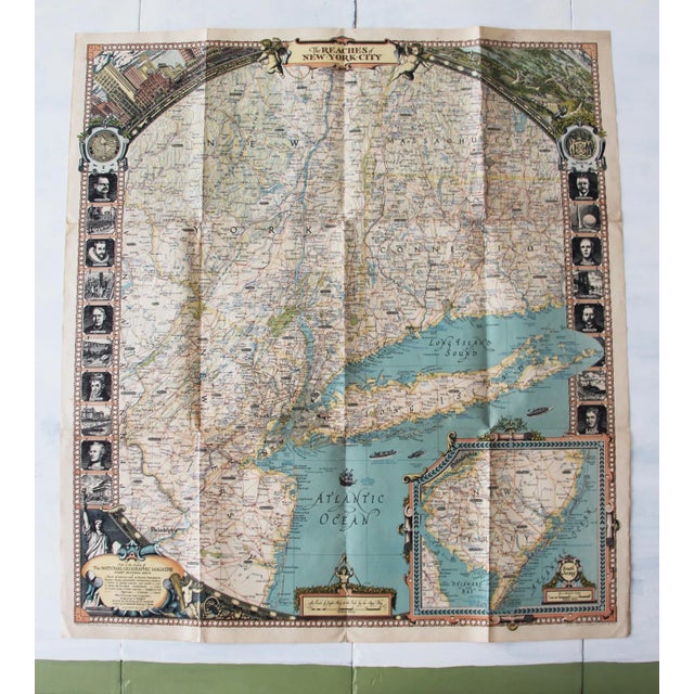 1939 Reaches of New York City Map, Issue of National Geographic Magazine For Sale - Image 13 of 13