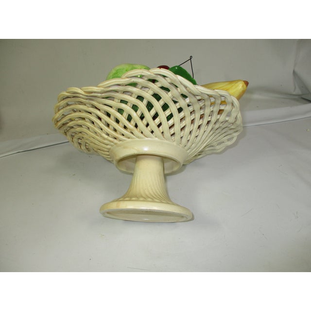 Vintage Ceramic Hand Crafted and Painted Pedestal Bowl of Fruit For Sale - Image 6 of 7
