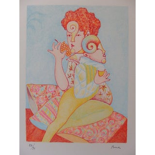 Bona de Mandiargues, Grape Eater, Wine Drinker, Lithograph For Sale